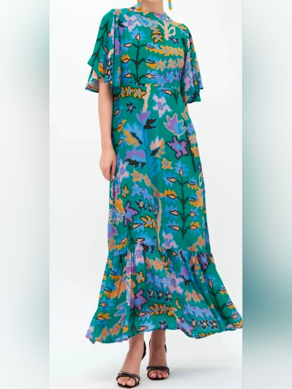 Oliphant Women’s Teal Floral Maxi Dress - Elegant Printed Summer Dress